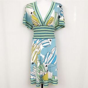 BCBGMaxAzria Butterfly Dress Smocked Waist Pullover V-neck Striped Whimsycore S